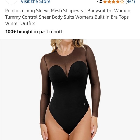 Tops - Black Mesh Long Sleeve Bodysuit for Women